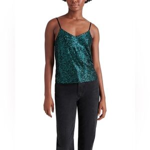 NWT Steve Madden Hide And Sequin Top Camisole Teal Size M